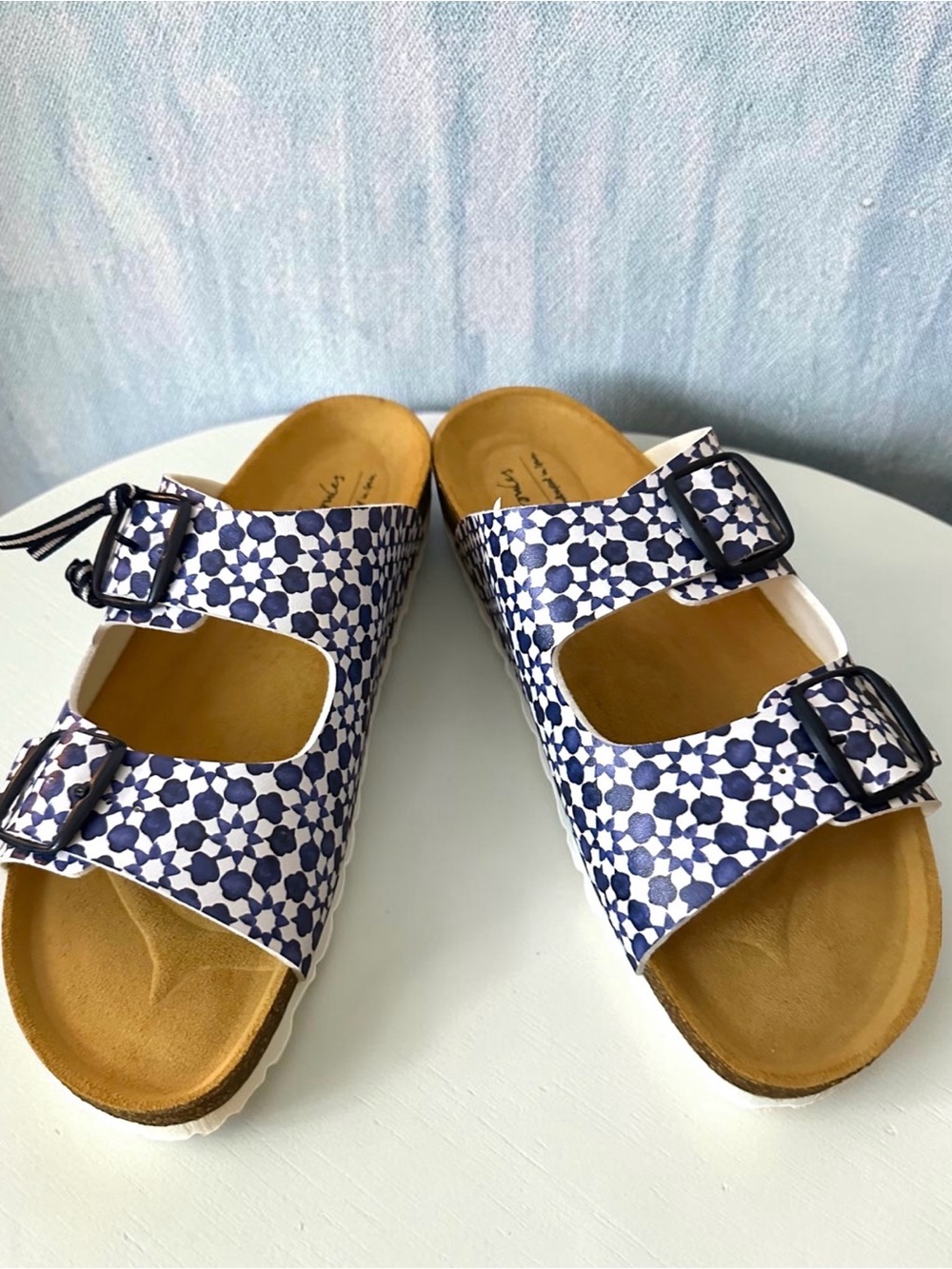 Joules Navy Geo Double-Buckle Slide Sandals EU 41 | US 9.5 - 10 New In Box - Picture 7 of 14